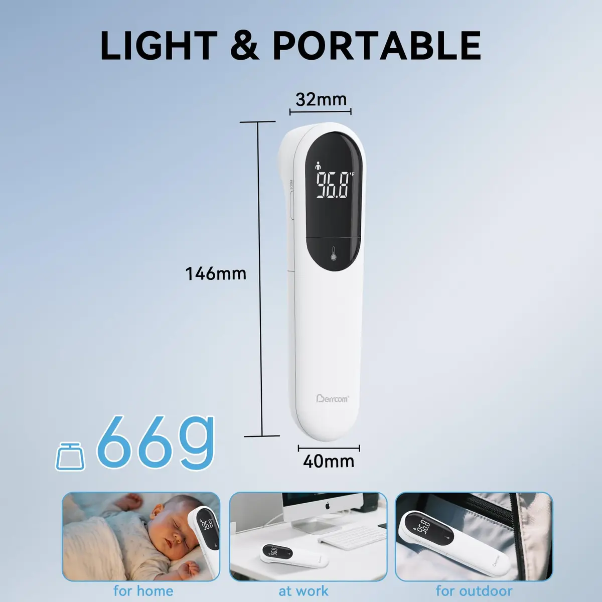 Berrcom Dual Probe No Touch Forehead Thermometer Fever Alarm All Ages | Infrared, 3-5cm, 32-42.9°C - view 6
