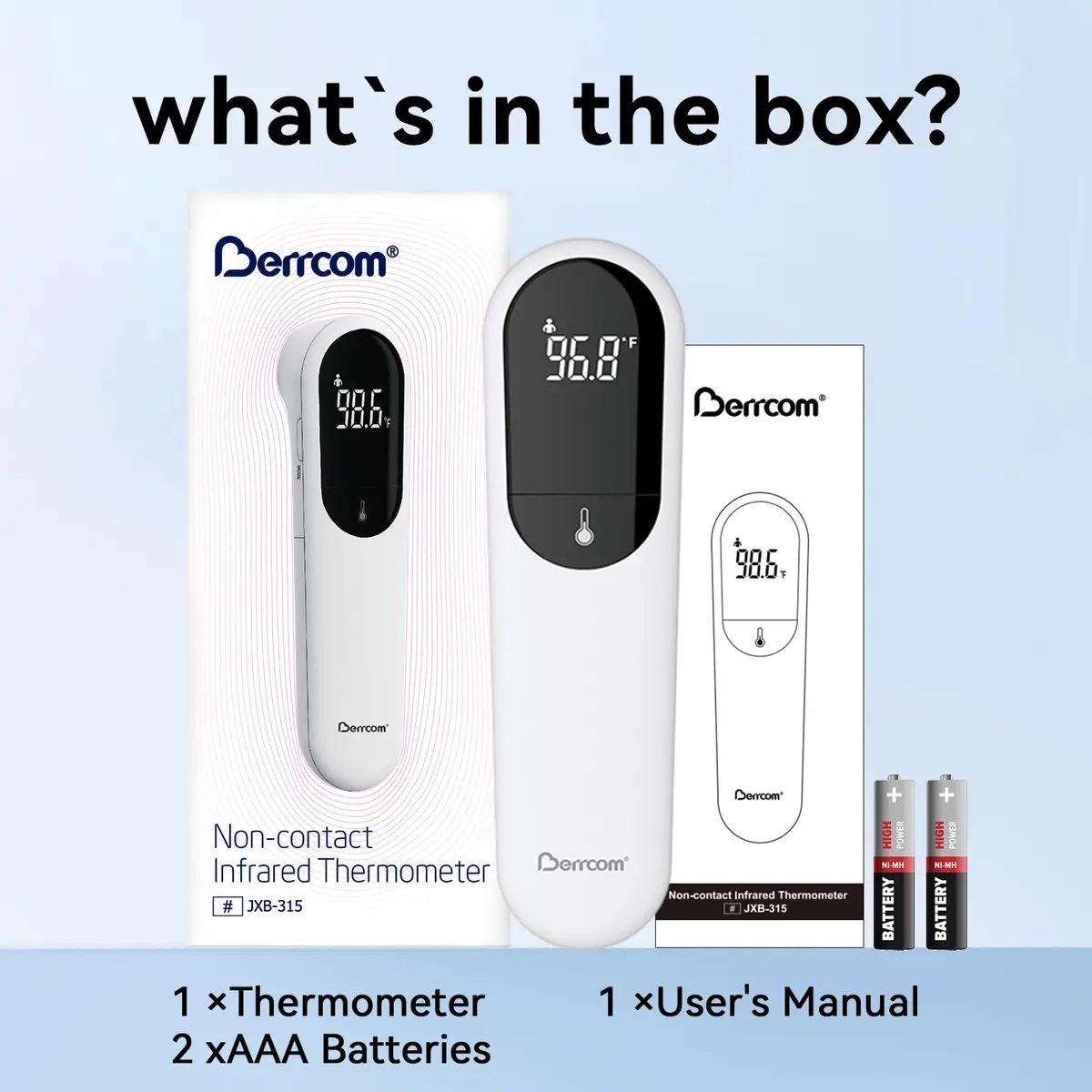 Berrcom Dual Probe No Touch Forehead Thermometer Fever Alarm All Ages | Infrared, 3-5cm, 32-42.9°C - view 9