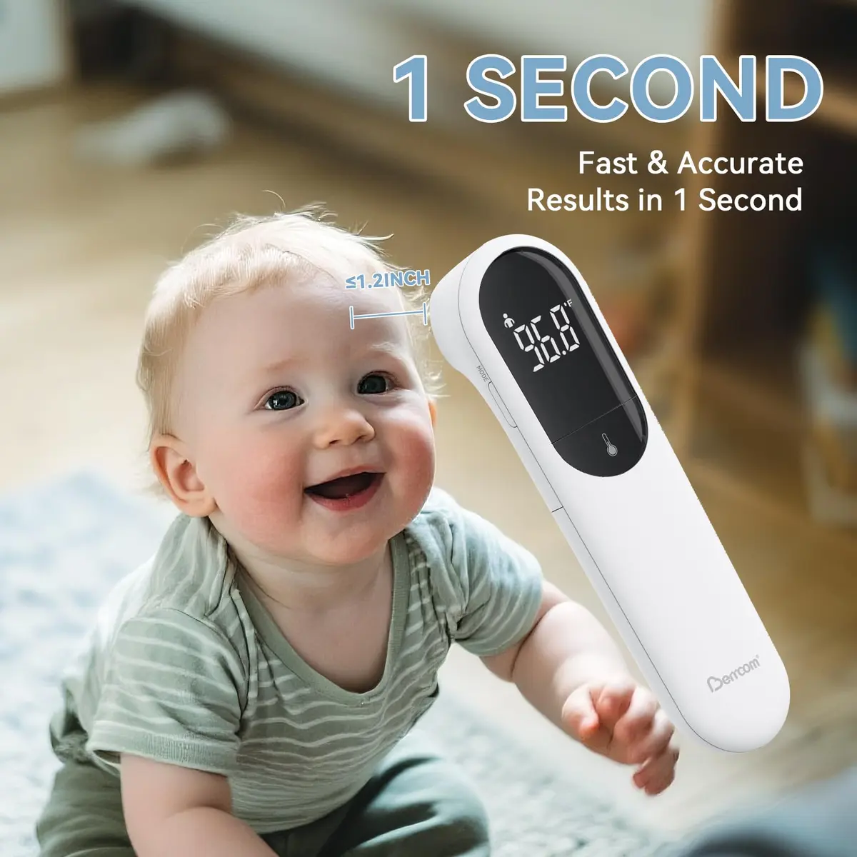 Berrcom Dual Probe No Touch Forehead Thermometer Fever Alarm All Ages | Infrared, 3-5cm, 32-42.9°C - view 2