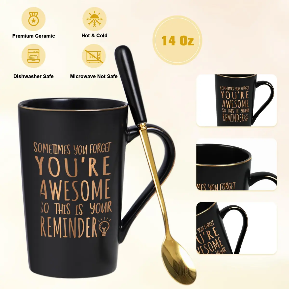 Maustic You Are Awesome Mug 414ml (14 Fl Oz) | Inspirational Gift for Men & Women - view 5
