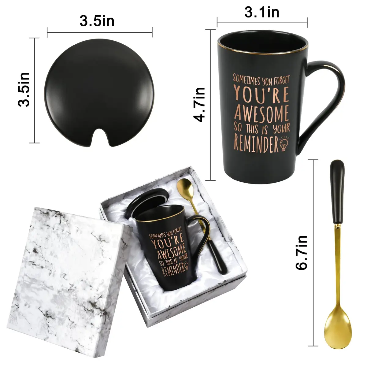 Maustic You Are Awesome Mug 414ml (14 Fl Oz) | Inspirational Gift for Men & Women - view 8