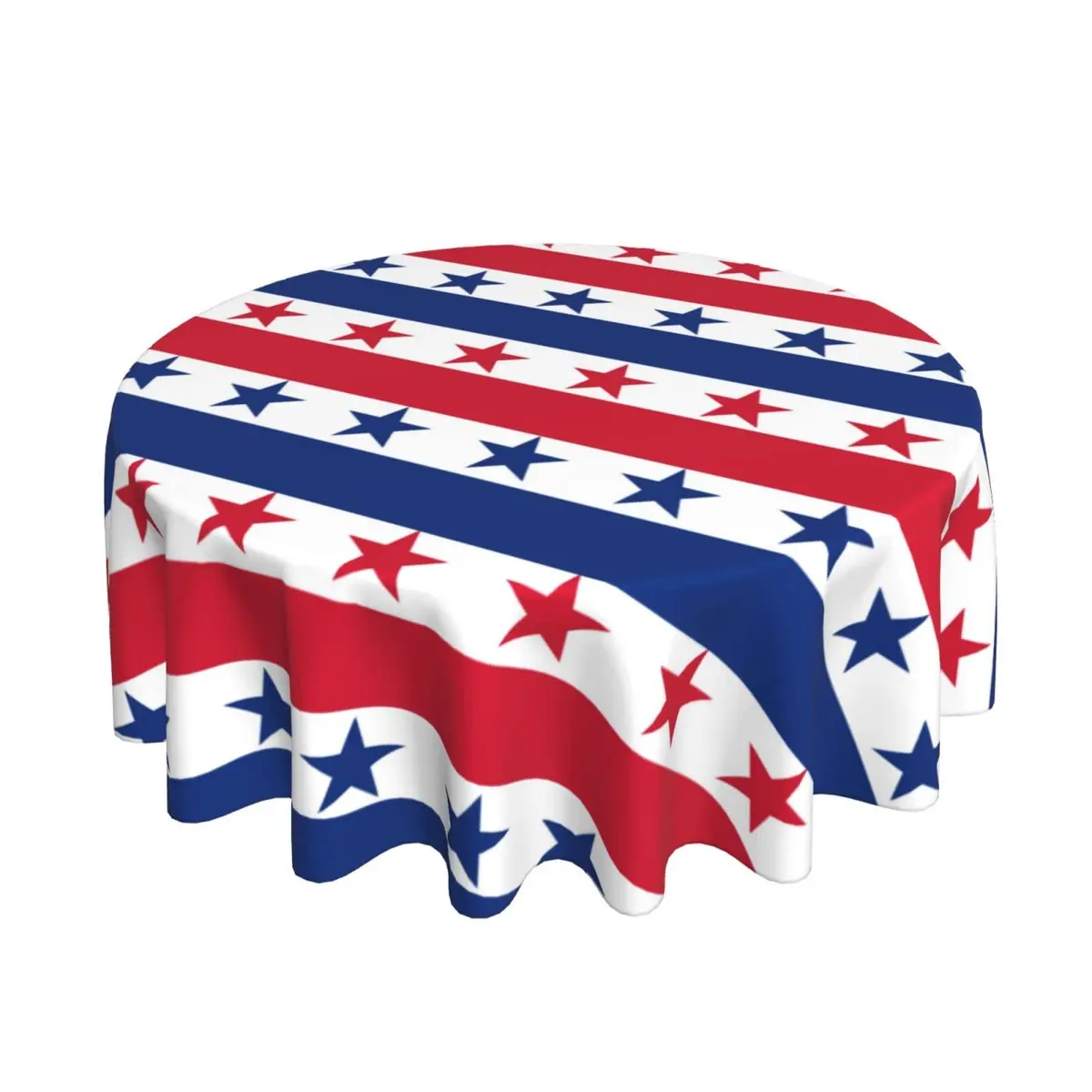 Kawani USA Flag Checkered Tablecloth 60” Round | Patriotic Party Decor for July 4th & Holidays - main product image
