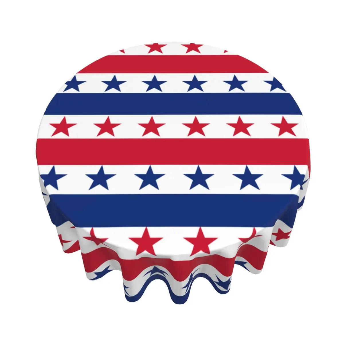 Kawani USA Flag Checkered Tablecloth 60” Round | Patriotic Party Decor for July 4th & Holidays - view 3