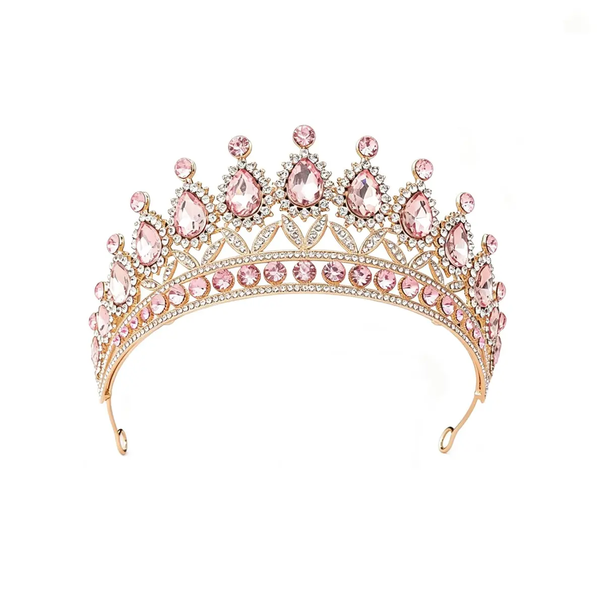 YADIRF Queen Crown Princess Tiara Pink Rhinestone Headband | Elegant Bridal & Prom Accessory - main product image