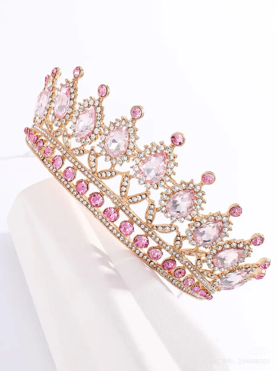 YADIRF Queen Crown Princess Tiara Pink Rhinestone Headband | Elegant Bridal & Prom Accessory - view 7