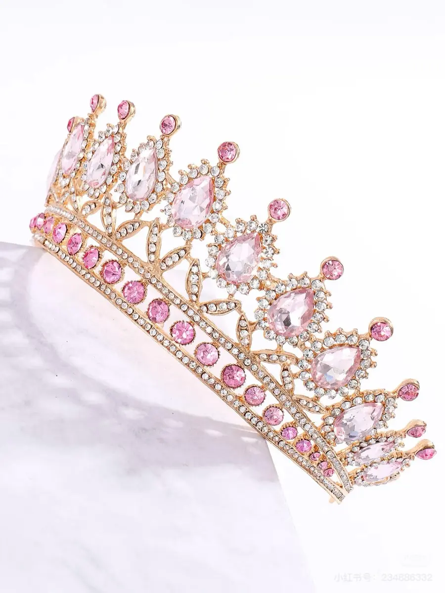 YADIRF Queen Crown Princess Tiara Pink Rhinestone Headband | Elegant Bridal & Prom Accessory - view 8