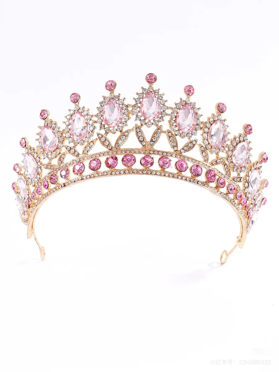 YADIRF Queen Crown Princess Tiara Pink Rhinestone Headband | Elegant Bridal & Prom Accessory - view 6