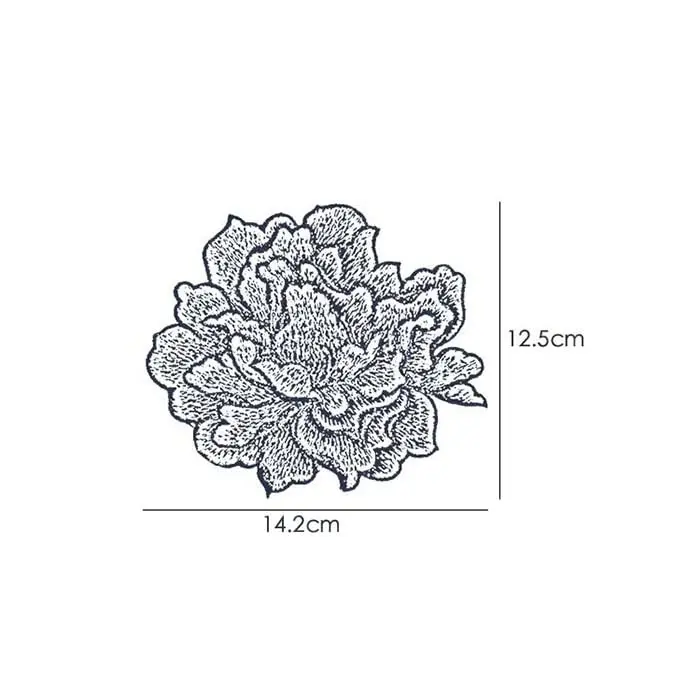 Sourcemall Sew on Peony Floral Patches, Embroidered Flower Appliques, Blue Peony | Elegant Floral Embroidery for DIY Crafts - view 2