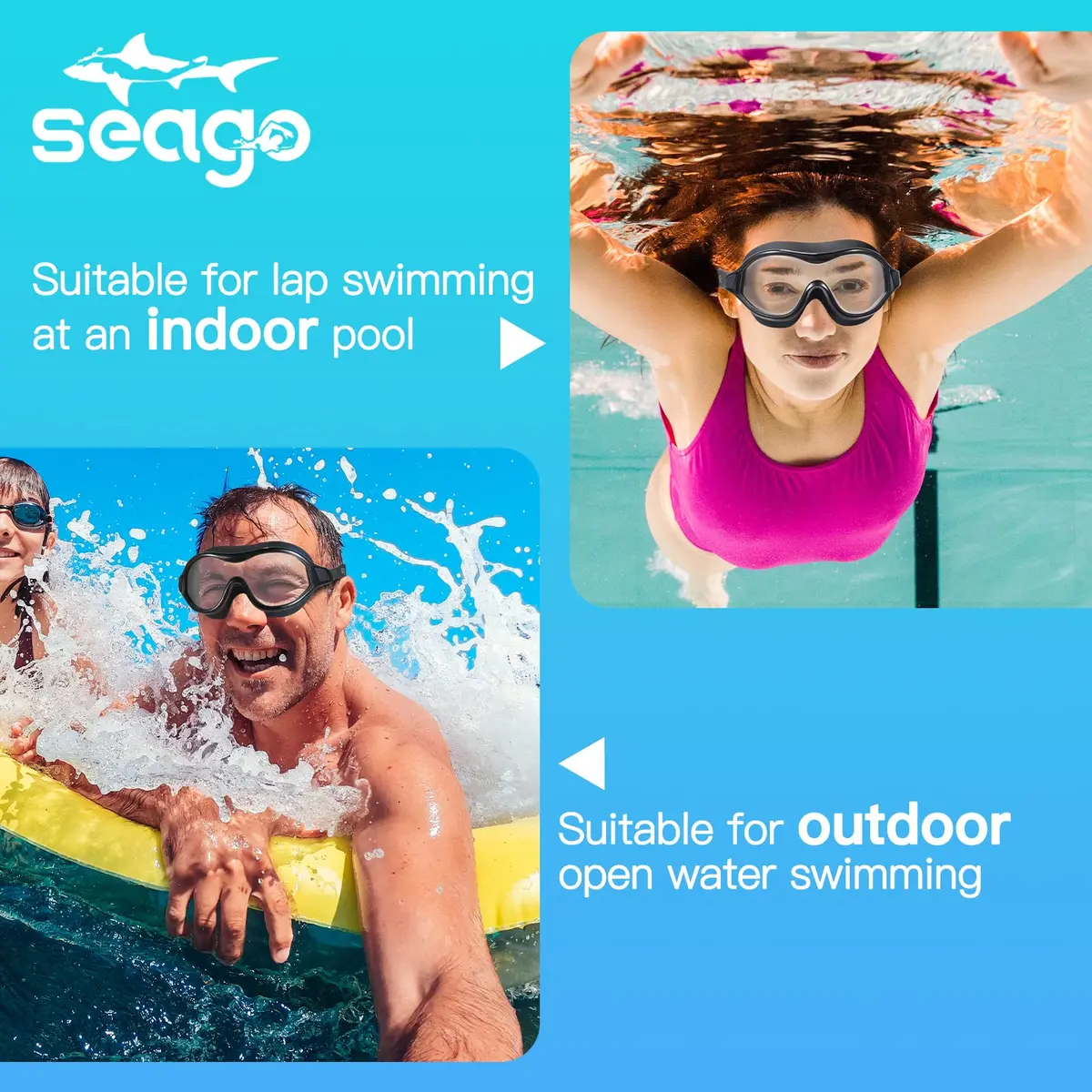 Seago Swim Goggles No Leaking Anti-Fog Swimming Goggles for Adults & Youth | 180° Clear Vision, UV Protection, Waterproof - view 4