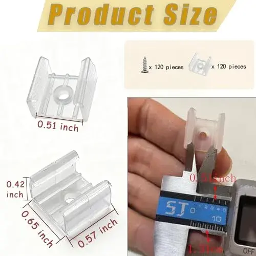 GYGhaoho Type B LED Strip Light Fixing Clips - 13mm (0.51 inch) Wide, Translucent, Pack of 120 - view 2