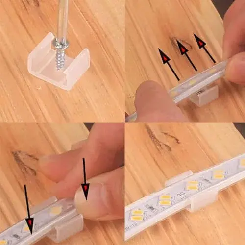 GYGhaoho Type B LED Strip Light Fixing Clips - 13mm (0.51 inch) Wide, Translucent, Pack of 120 - view 3
