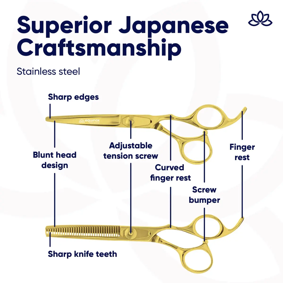 Equinox International 6.5 Inch Gold Thinning Barber Hair Cutting Shears | Japanese Stainless Steel - view 3