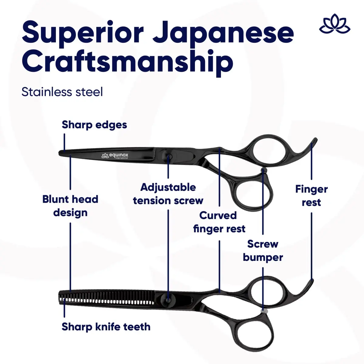 Equinox International 6.5 Inch Black-Thinning Barber Hair Cutting Shears | Japanese Stainless Steel - view 3