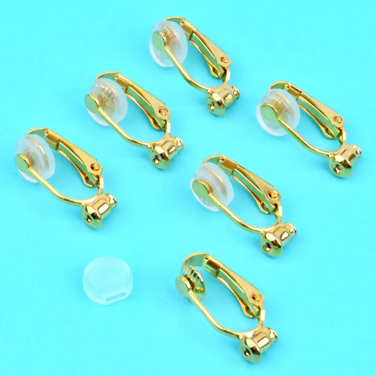 Aylifu 12 Pairs Golden Clip-On Earring Converters Components with Comfort Pads | Hypoallergenic Brass Earring Clips for Non Pierced Ears - view 7