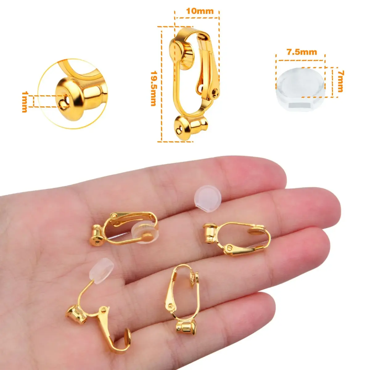 Aylifu 12 Pairs Golden Clip-On Earring Converters Components with Comfort Pads | Hypoallergenic Brass Earring Clips for Non Pierced Ears - view 3