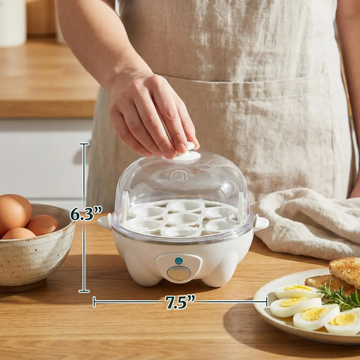 Elite Gourmet 7-Egg Rapid Egg Cooker | Auto Shut-Off, Poacher & Omelet Maker, 120V - view 4