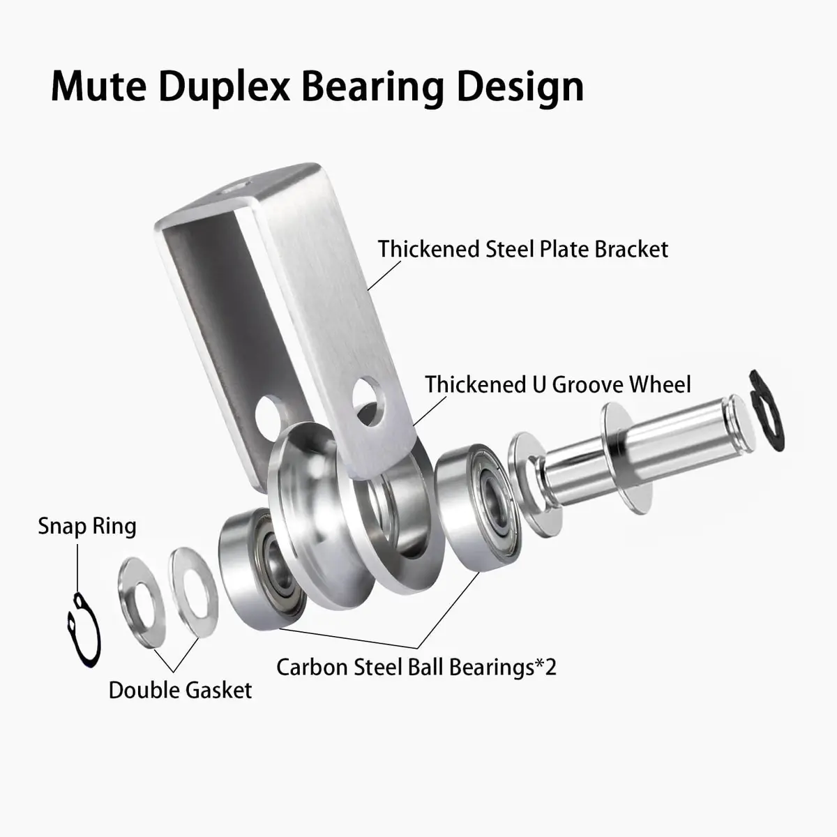 SHINICO Stainless Steel Cable Pulley Wheel with 2 Bearings, 10mm Rope Capacity | Smooth & Silent Operation - view 3