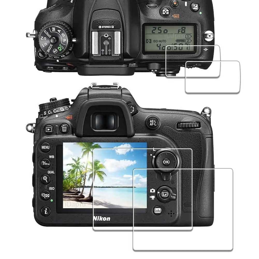 iDaPro Tempered Glass Screen Protector for Nikon D7200/D7100 LCD & Top Screen | 9H Hardness, Anti-Glare, Bubble-Free Installation Kit - main product image