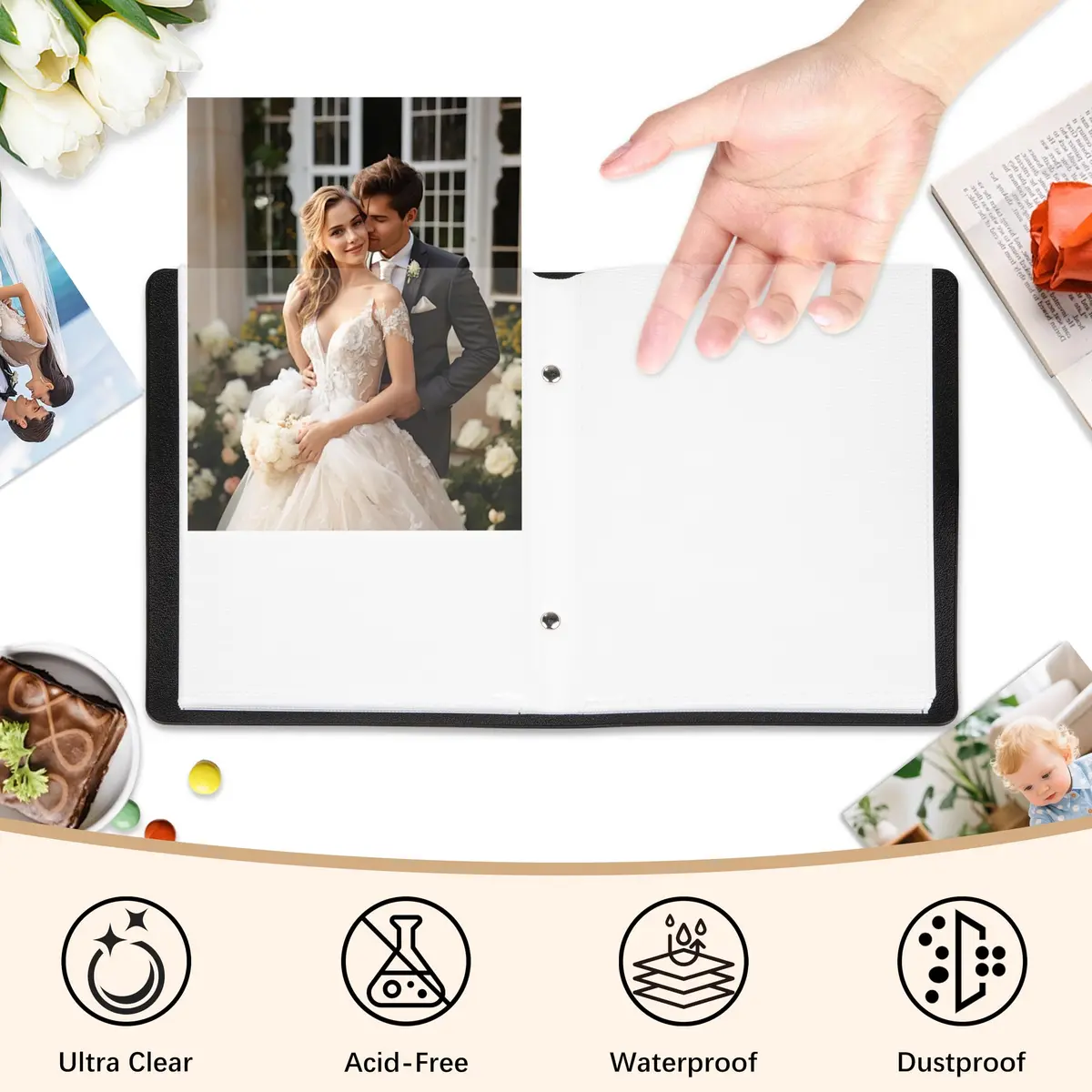 Aevdor Small Photo Album 4x6 | Holds 52 Photos, Black, Compact & Stylish - view 5