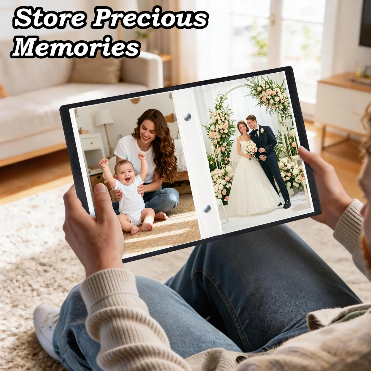 Aevdor Small Photo Album 4x6 | Holds 52 Photos, Black, Compact & Stylish - view 2