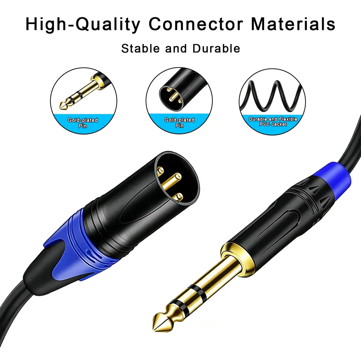 Seefeful 1/4" TRS to Dual XLR Male Y Splitter Cable 1.5 FT | High Noise Cancellation & Shielded - view 3