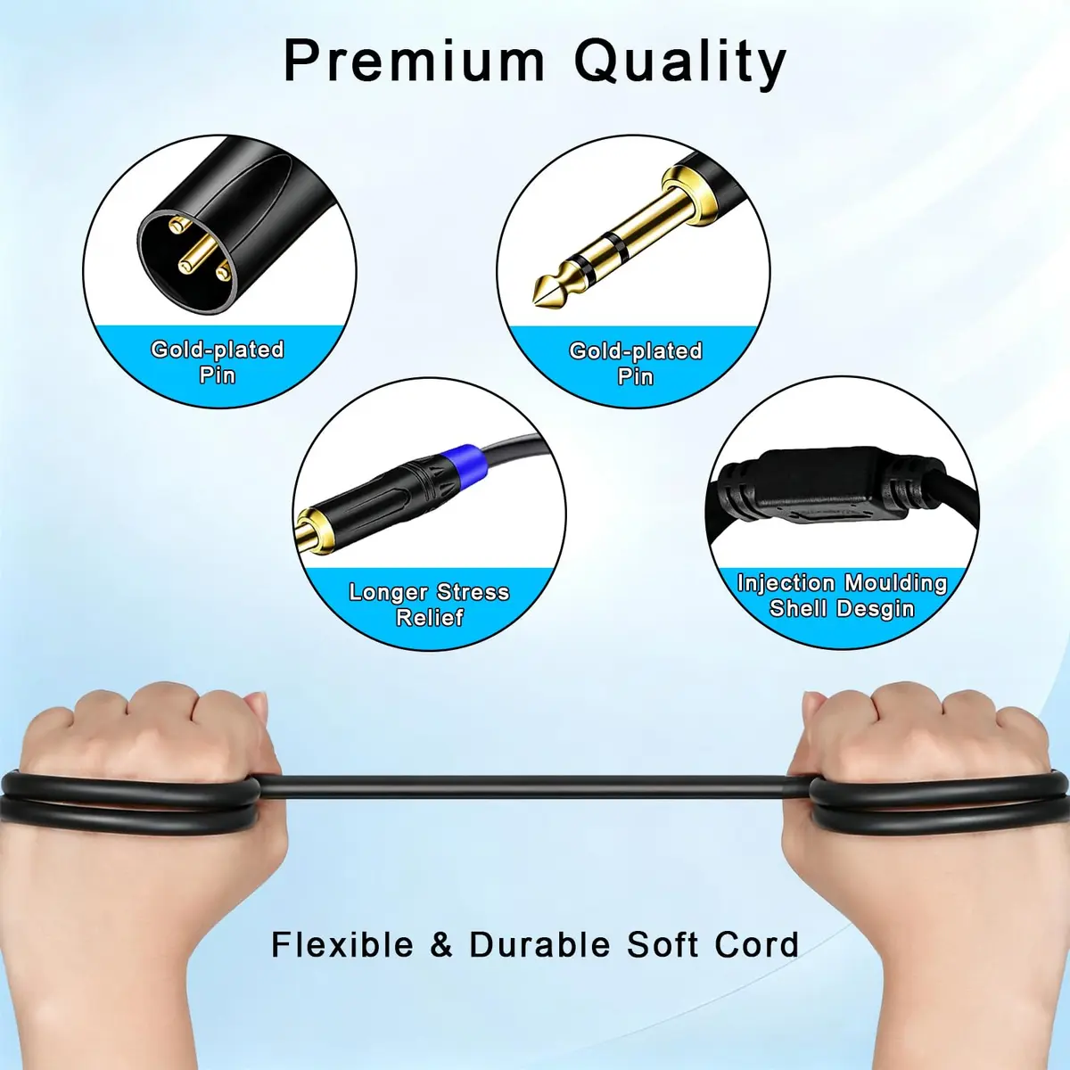 Seefeful 1/4" TRS to Dual XLR Male Y Splitter Cable 1.5 FT | High Noise Cancellation & Shielded - view 4
