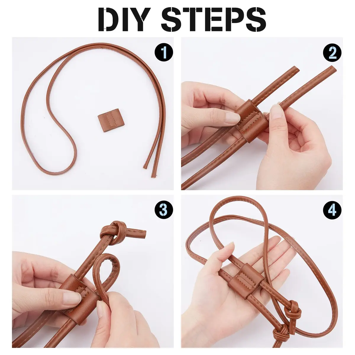 WADORN PU Leather Drawstring Purse Strap 40.1 Inch | Detachable Leather Bucket Bag Strap for DIY Bags - view 6