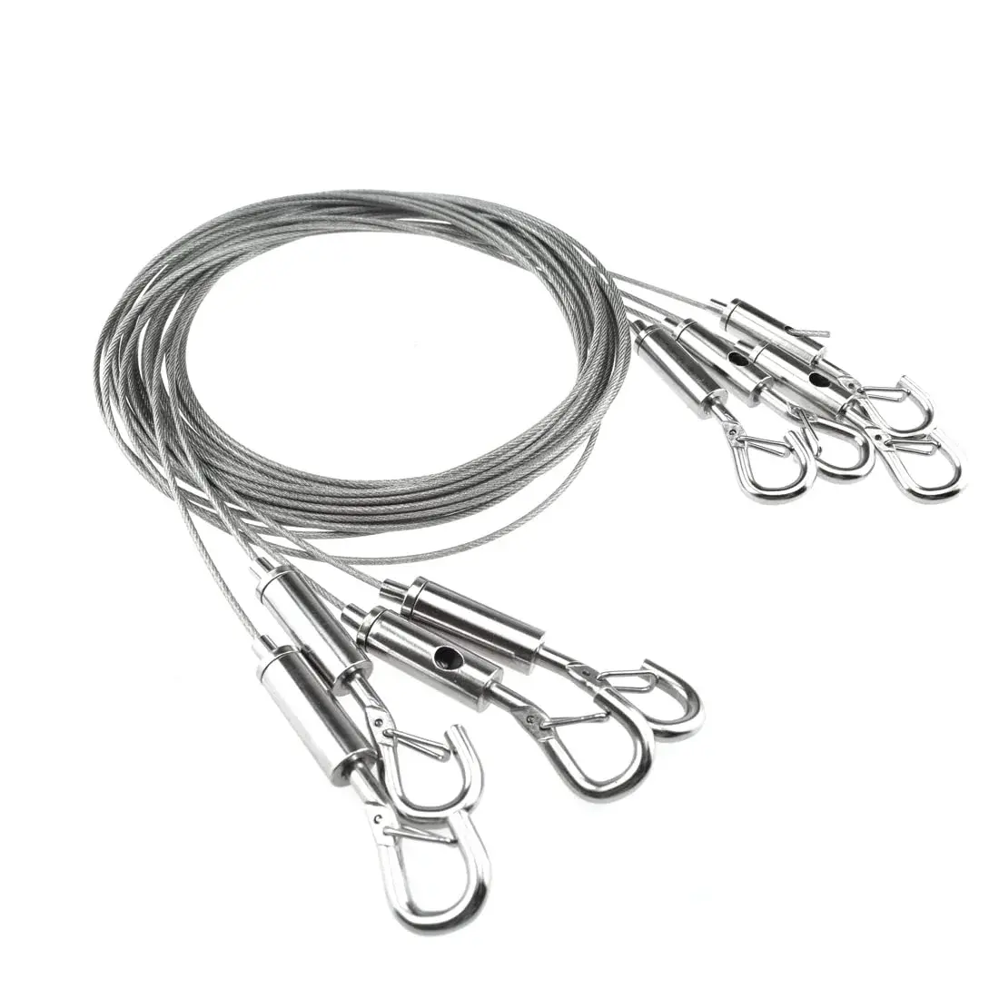 SDTC Tech Stainless Steel Wire Rope with Adjustable Hooks 2m (6.5 ft) | 4-Pack for Hanging & Securing - main product image