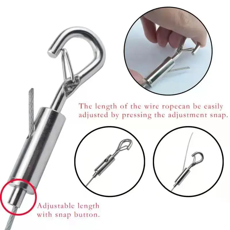 SDTC Tech Stainless Steel Wire Rope with Adjustable Hooks 2m (6.5 ft) | 4-Pack for Hanging & Securing - view 6