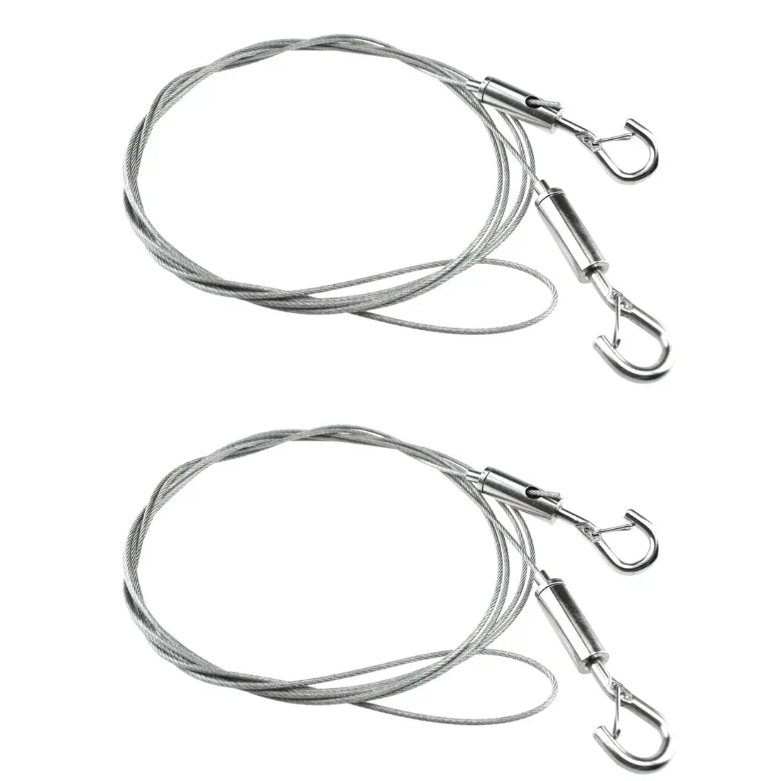 SDTC Tech Stainless Steel Wire Rope with Adjustable Hooks, 2m (6.5 ft) | 2-Pack, 175lb Load Capacity - main product image