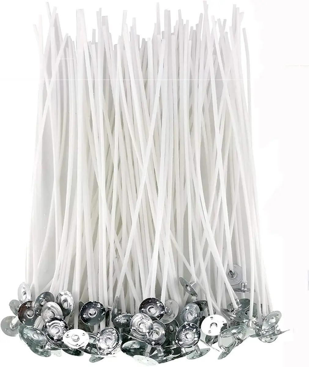 PXBBZDQ 4" Cotton Candle Wick 100 Piece Pre-Waxed for Candle Making, Thin, Lead & Zinc Free - main product image