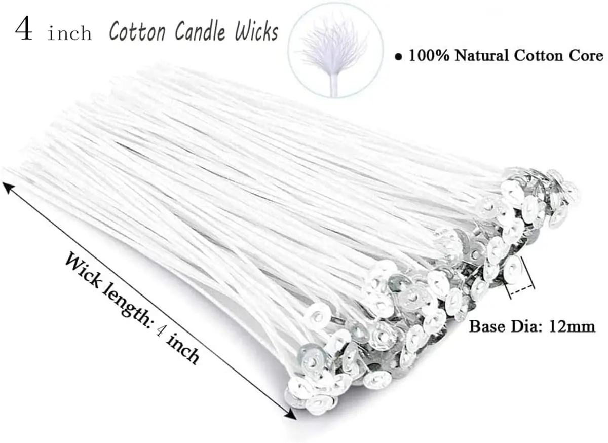 PXBBZDQ 4" Cotton Candle Wick 100 Piece Pre-Waxed for Candle Making, Thin, Lead & Zinc Free - view 2