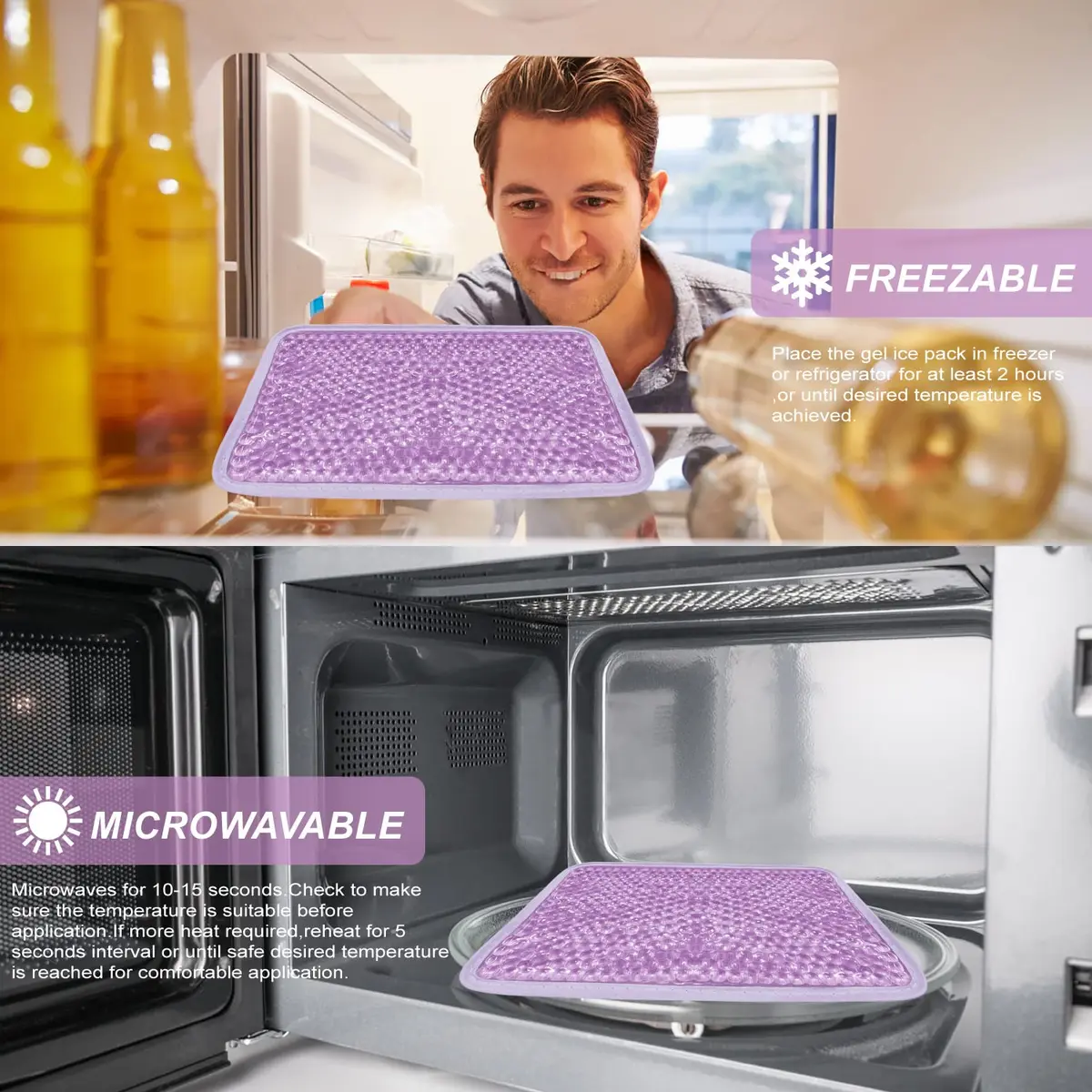 ZNÖCUETÖD Gel Ice Pack with Strap - 2 Pack Reusable Hot Cold Pack, 173g (6.1 oz) Each | Fast Pain Relief for Injuries - view 7