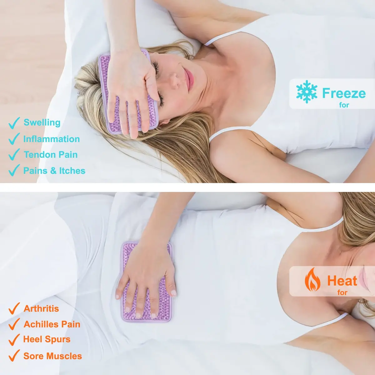 ZNÖCUETÖD Gel Ice Pack with Strap - 2 Pack Reusable Hot Cold Pack, 173g (6.1 oz) Each | Fast Pain Relief for Injuries - view 2