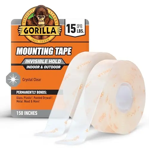 GORILLA Invisible Hold Mounting Tape 1" x 150" Clear 2-Pack | Strong Permanent Bond for Indoor/Outdoor Use - main product image