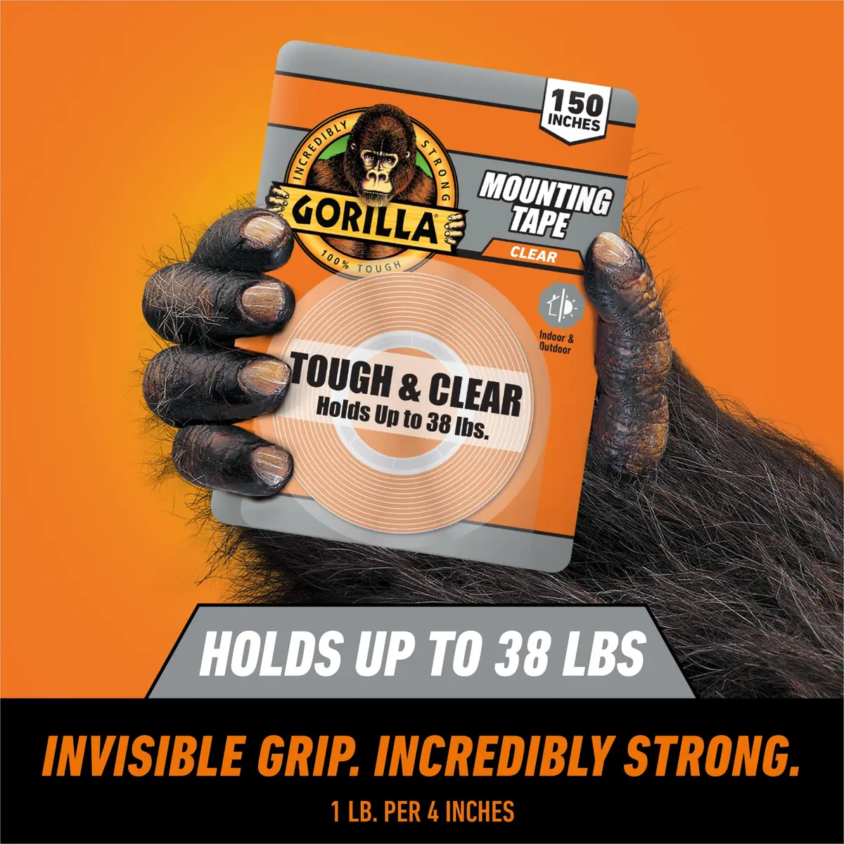 GORILLA Invisible Hold Mounting Tape 1" x 150" Clear 2-Pack | Strong Permanent Bond for Indoor/Outdoor Use - view 2