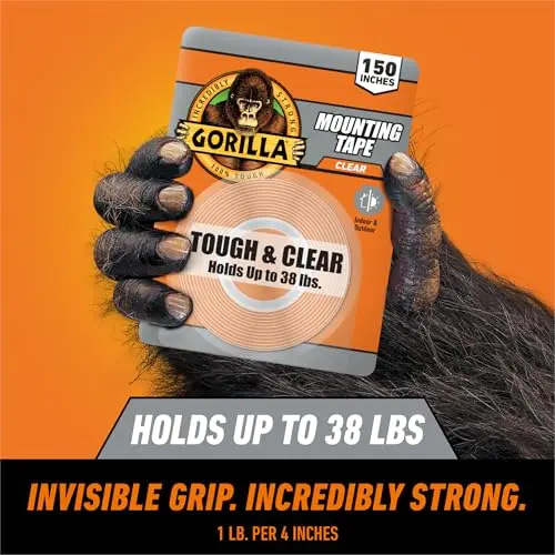 GORILLA Invisible Hold Mounting Tape 1" x 150" Clear 2-Pack | Strong Permanent Bond for Indoor/Outdoor Use - view 2