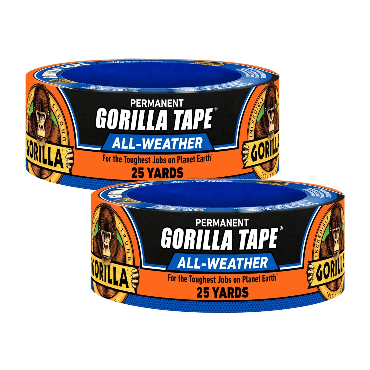 GORILLA All Weather Duct Tape, Black, 1.88 in x 75 ft (2-Pack) | Waterproof & UV Resistant for Outdoor Repairs - main product image
