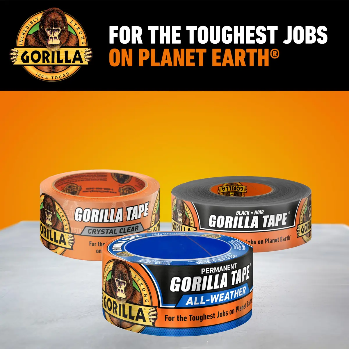 GORILLA All Weather Duct Tape, Black, 1.88 in x 75 ft (2-Pack) | Waterproof & UV Resistant for Outdoor Repairs - view 9