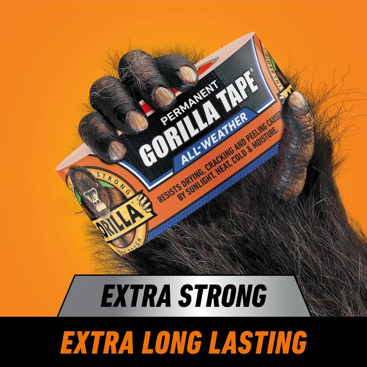 GORILLA All Weather Duct Tape, Black, 1.88 in x 75 ft (2-Pack) | Waterproof & UV Resistant for Outdoor Repairs - view 2