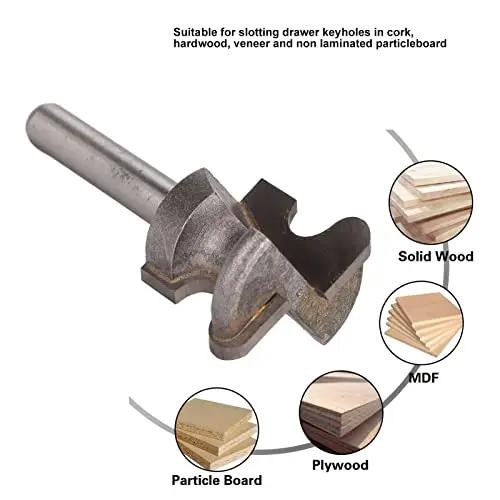 Walfront Finger Pull Bit 1/4in Round Shank Carbide Center Point Drill Bit for Drawer Pull Router Slotting in Cork Wood Hardwood Veneer Keyholes | Accurate Positioning - view 5