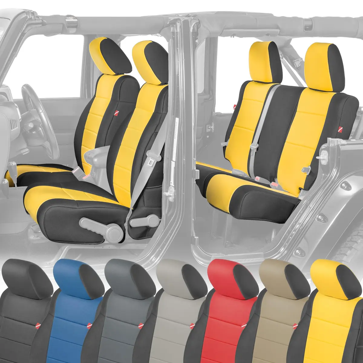 Diver Down Neoprene Seat Cover Set - Fits Jeep JK Unlimited 4-Door 2007-2018 | Custom Fit, Soft Padded Cushion Feel - main product image