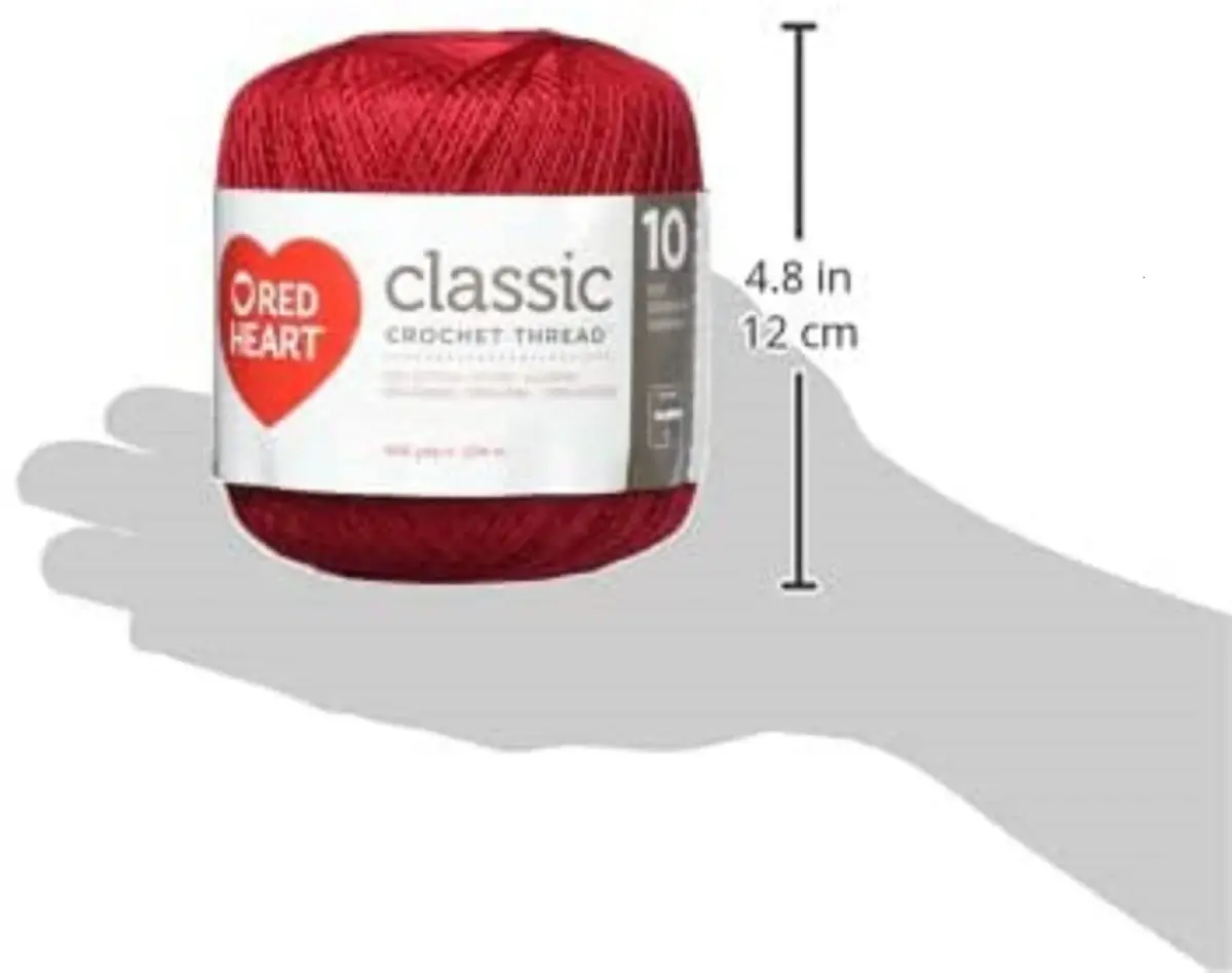 Red Heart Classic Crochet Thread Size 10 Victory Red 300 Yards (274 m) | 100% Mercerized Cotton for Doilies & Home Decor - view 3