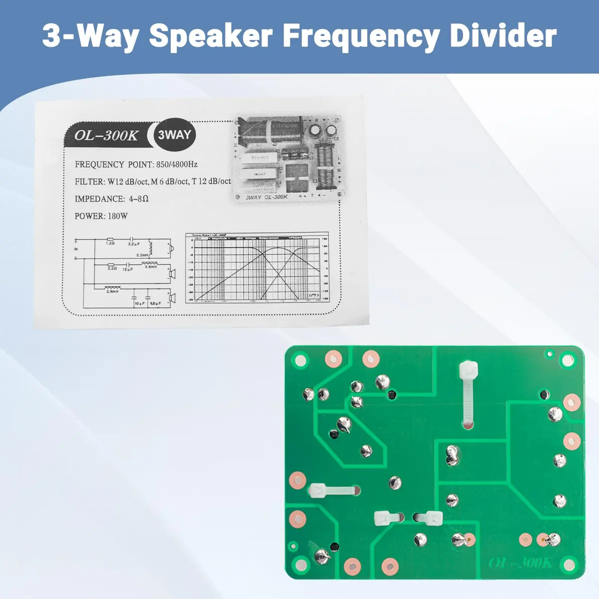AICARS 3 Way Crossover Speaker Frequency Divider 180W (11.5 x 8.5 x 3.2cm) | HiFi Audio Crossover for Home & Car - view 4