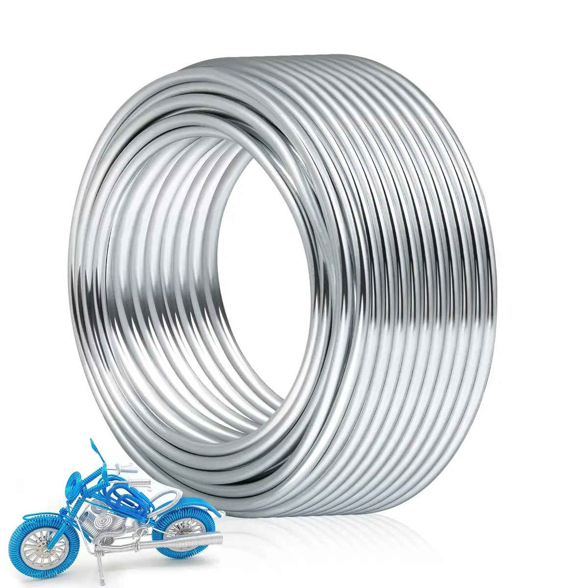 Cruzix 3mm Aluminum Craft Wire 16m (52.5 Ft) Silver | Bendable Metal for Sculpting, Jewelry, Bonsai - main product image