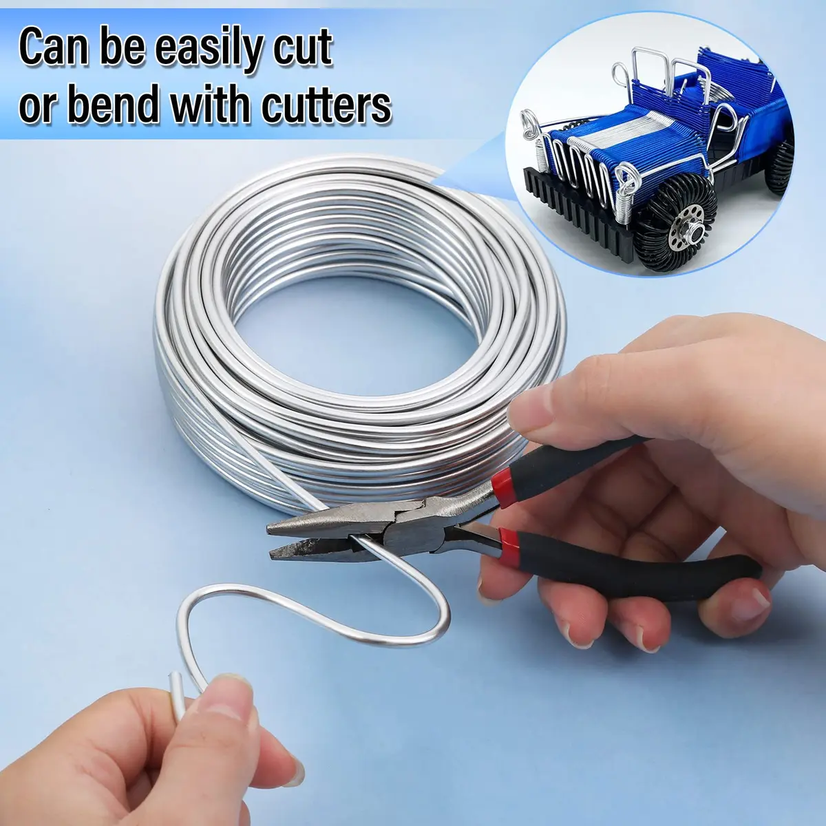 Cruzix 3mm Aluminum Craft Wire 16m (52.5 Ft) Silver | Bendable Metal for Sculpting, Jewelry, Bonsai - view 4