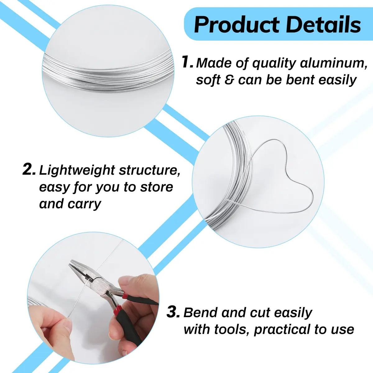 Cruzix 18 Gauge Aluminum Craft Wire 1mm (52.5 Ft / 16m) Silver | Bendable & Tarnish Resistant for Jewelry Making - view 4