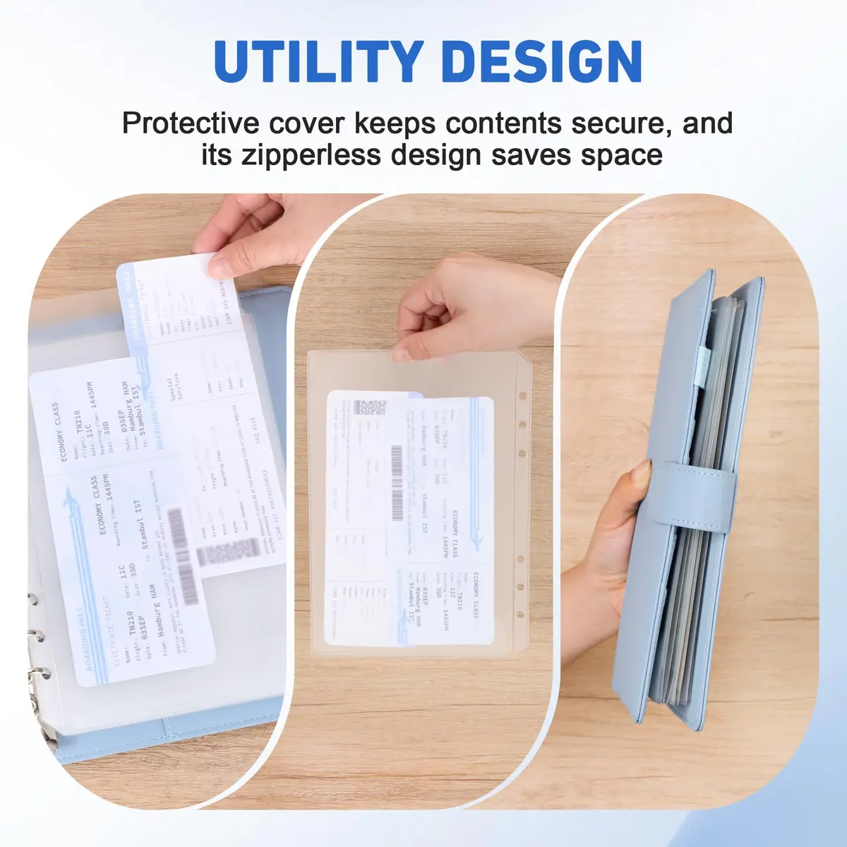Antner A5 Binder Pockets No Zipper 6-Hole | Clear PVC, 12 Pack for Saving Challenge (70-120 chars) - view 3