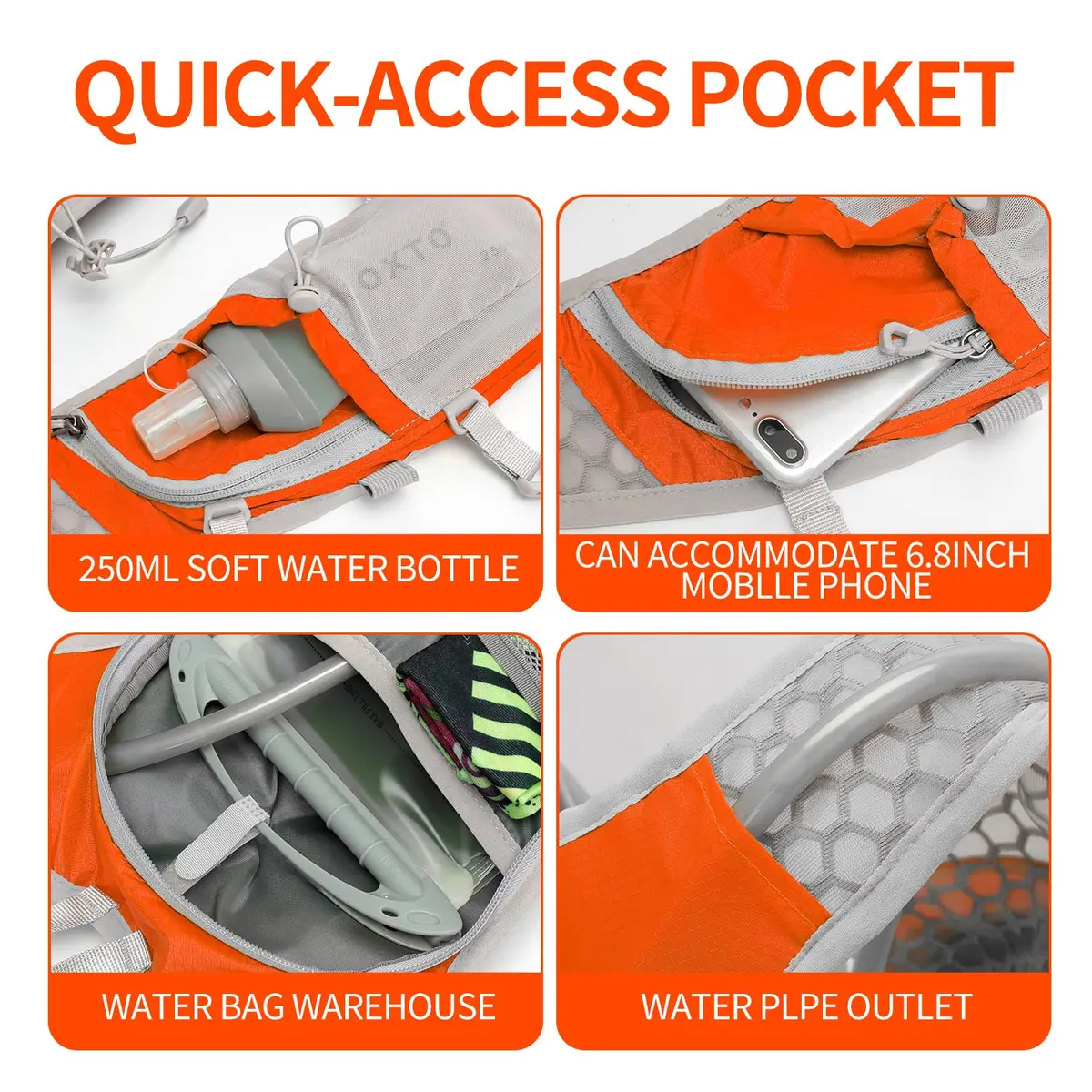 IX INOXTO Hydration Pack Backpack 12L Light Orange | Water-Resistant, Lightweight, Durable - view 4