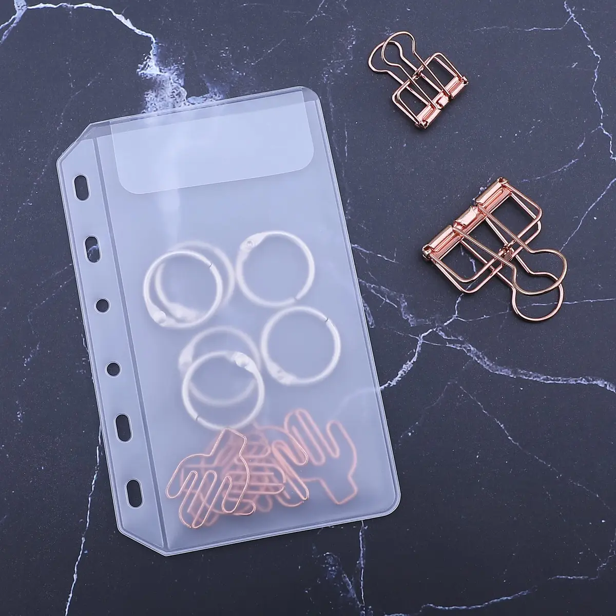 Antner 12PCS A7 Mini Binder Pockets 6-Hole No Zipper Budget Cash Envelopes for A7 6 Ring Binder Wallet, Clear Zipless Cash Stuffing Envelopes - view 6